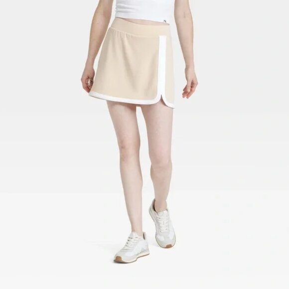 JoyLab Women's Knit Piped High-Rise Skort in Almond / Tan NWT - Picture 1 of 7